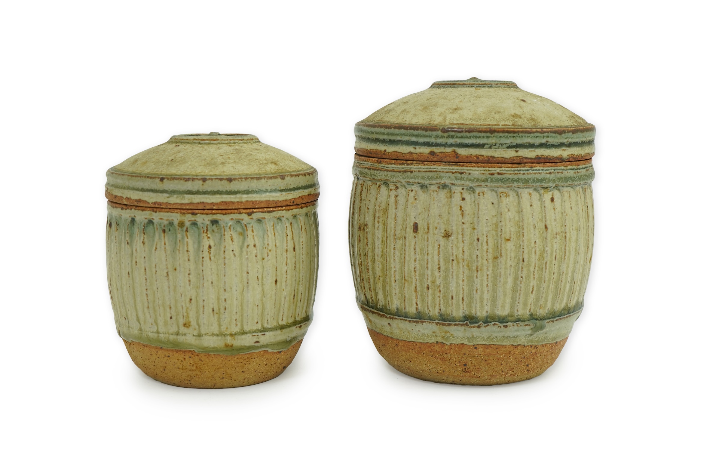 Richard Batterham (1936-2021): A graduated pair of lidded stoneware jars or caddies